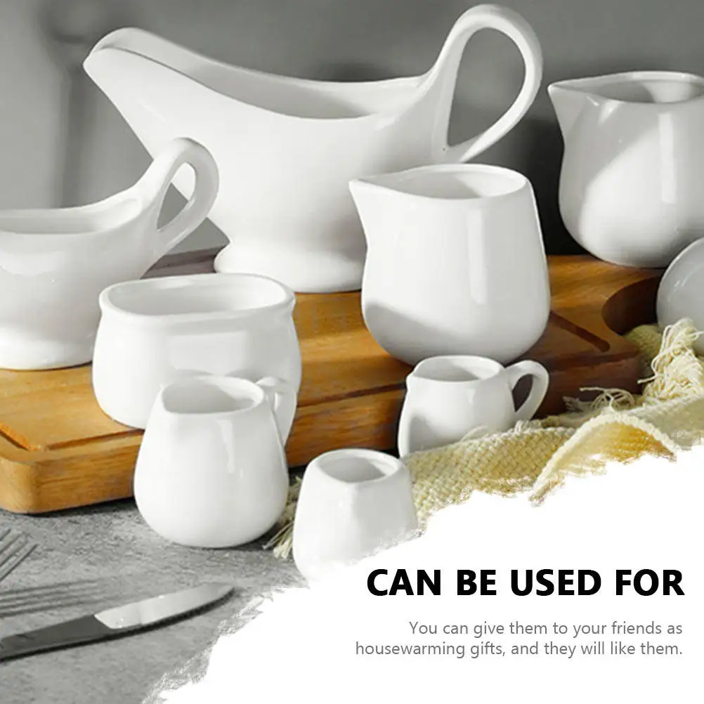 3Pcs Milk Jug Set Ceramic Honey Storage Jugs Household Jam Pots Multipurpose Sauce Cups Kitchen Containers Coffee Sugar Storage view 3