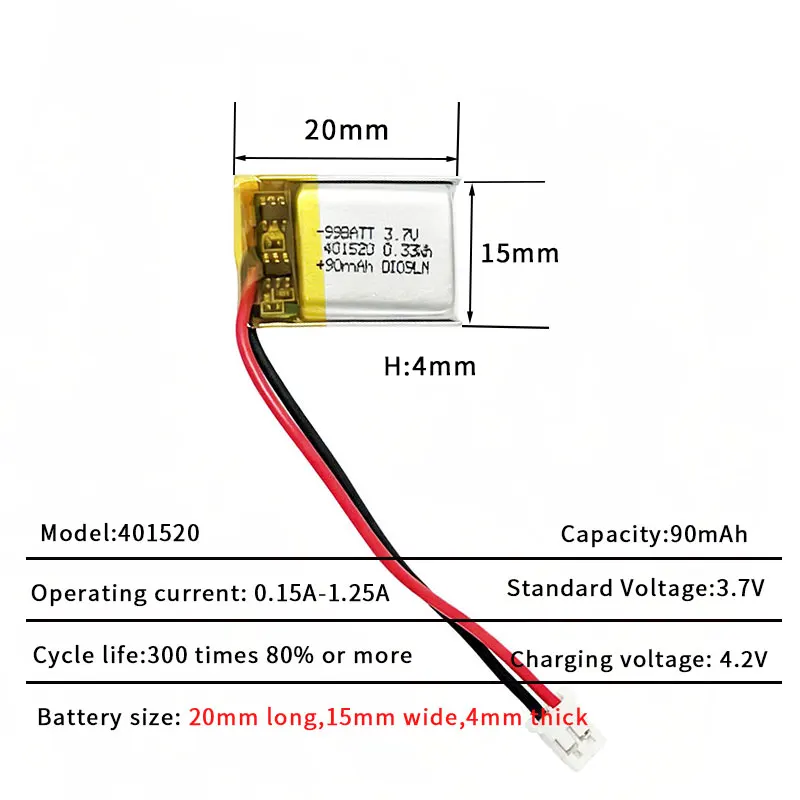 1-10pcs 401520 3.7V Li Polymer Battery for 401519 401420 041520 Bluetooth Headset Wireless Mouse Lipo Rechargeable Batteryies