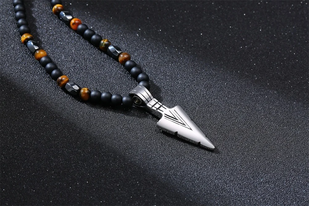 HERREN SCHWARZE CARNELIANISCHE STEIN ROSAIRPERLEN-HALSKETTE CROSS CRUCIFIX KATHOLISCHER MÄNNLICHER SCHMUCK – Detail 20