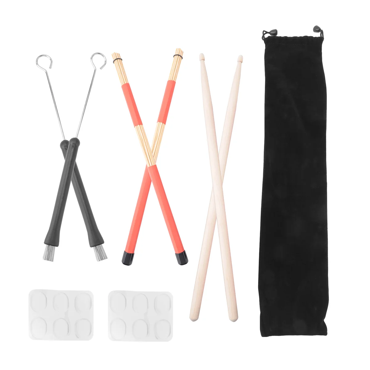 Hot sale Drum Sticks Set,5A Maple Wood Drum Sticks,Drum Rods Brushes,Retractable Drum Wire Brushes,Drum Dampeners with Bag