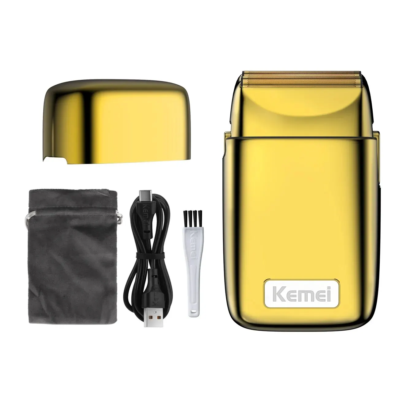 Kemei เครื่องโกนขน2หัวแบบชาร์จไฟได้, เครื่องโกนหนวดหัวโล้นแบบชาร์จไฟได้สำหรับผู้ชาย