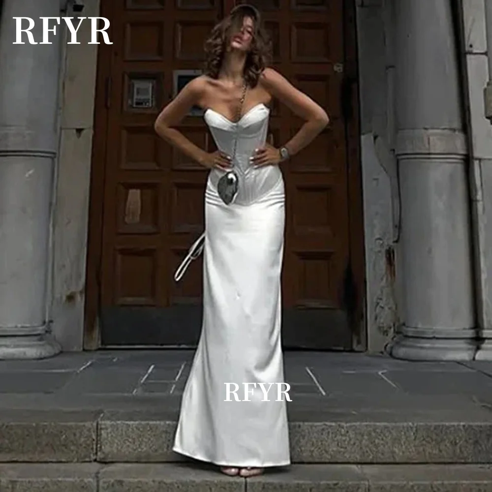 

RFYR Corset Prom Dress White Evening Dress Mermaid Party Dress for Princess Sweetheart vestidos de fiesta Customized