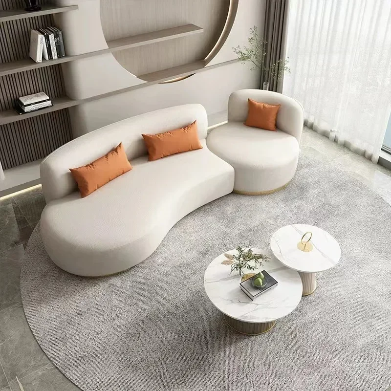 Curved fabric sofa, light luxury for home use, multi-person sofa