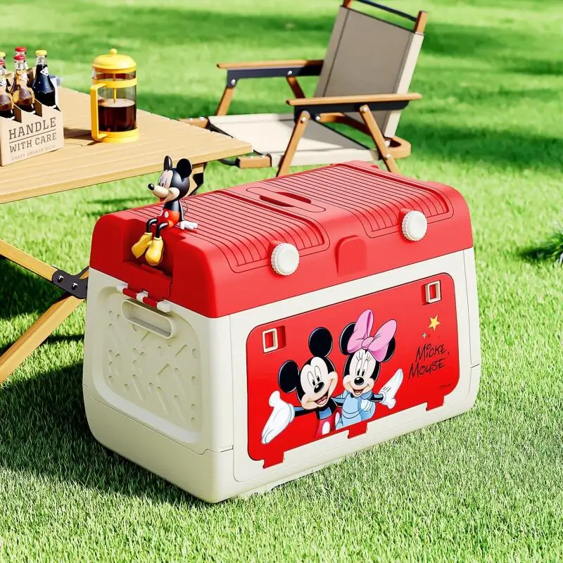 Disney Genuine Authorized Outdoor Camping Storage Box Mickey and Minnie Car Organizer Car Folding Trunk Large Cute Storage Box