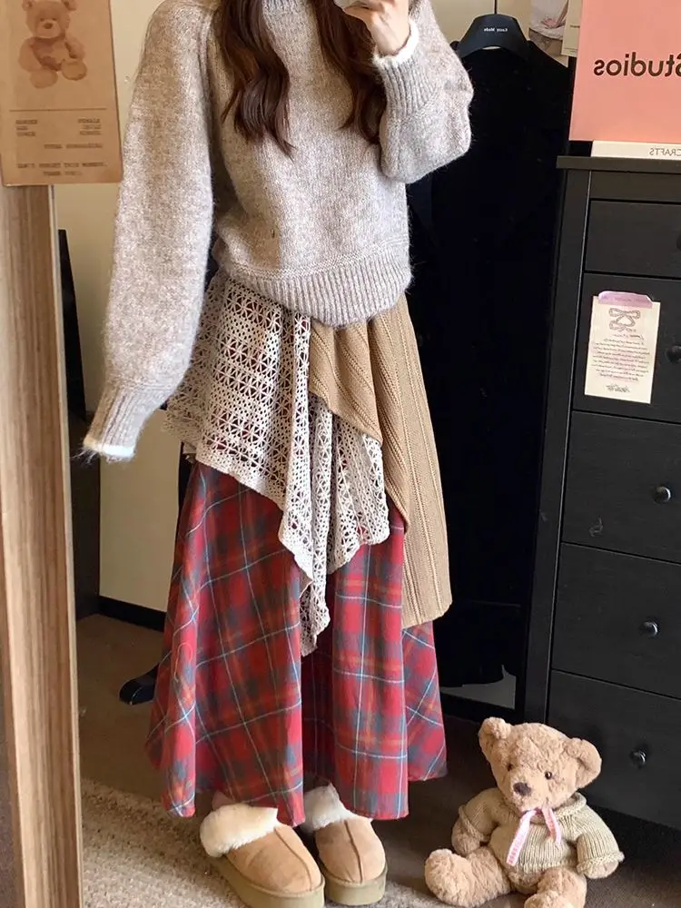 

High Waist Asymmetrical Loose Women's Skirt Casual A-Line Midi Skirt for Spring Autumn plus Size Slimming Skirt