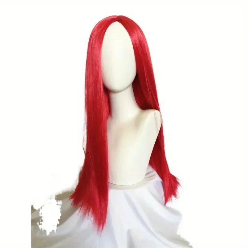 SN55Halloween Horror Night Anime Wig Sally Cosplay Wigs Red Medium Long Straight Hair For Female@54WE