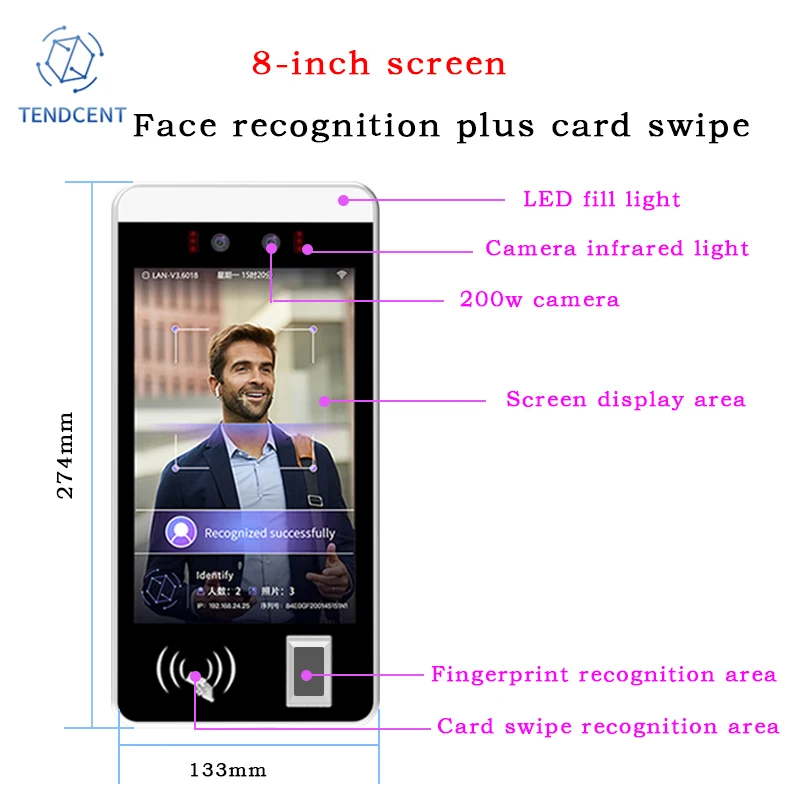Biometric Facial Recognition Access Control Terminal QR Code NFC Fingerprint SDK OEM ODM WIFI Support Face Recognition