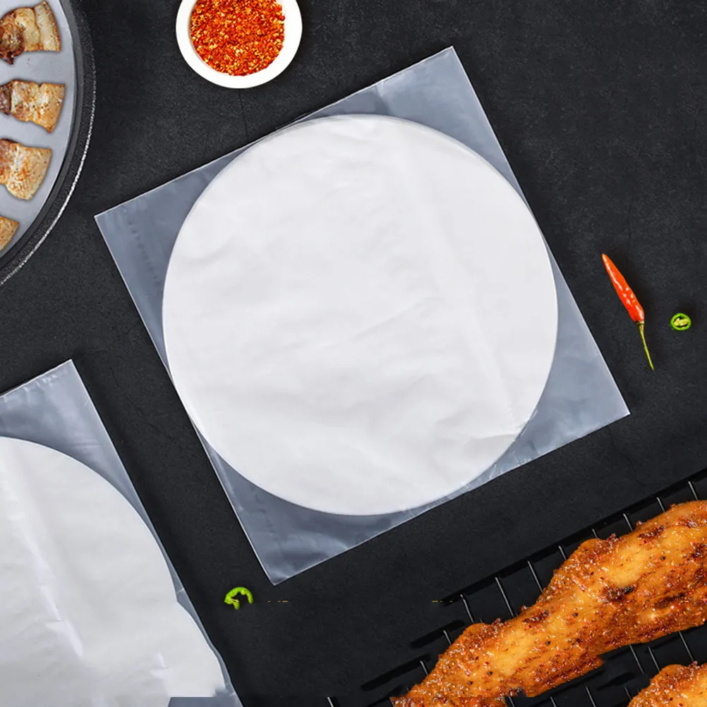 

1Pack 50 Sheets Round Double-Sided Silicone Oil Paper Non-Stick Baking Paper Barbecue Liner Wood Pulp Material for Pizza Cookies