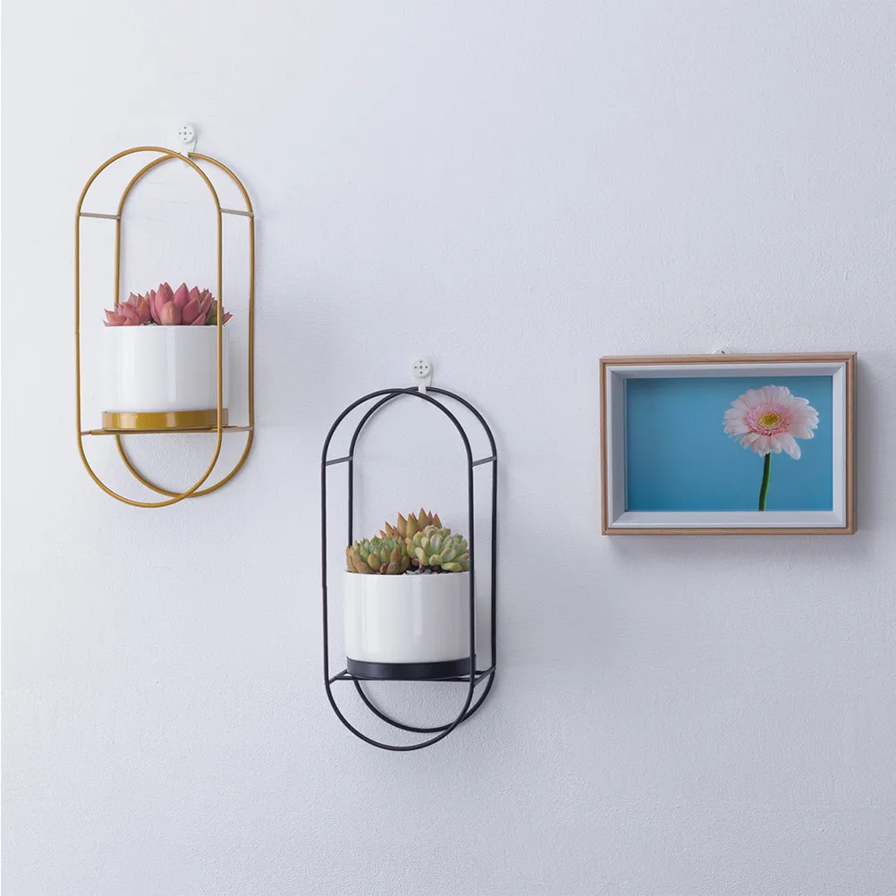 1Set Wall Mounted Flowerpot Set Premium Iron Bracket with Ceramic Planter for Home Balcony Kitchen Garden Decor Space Saving
