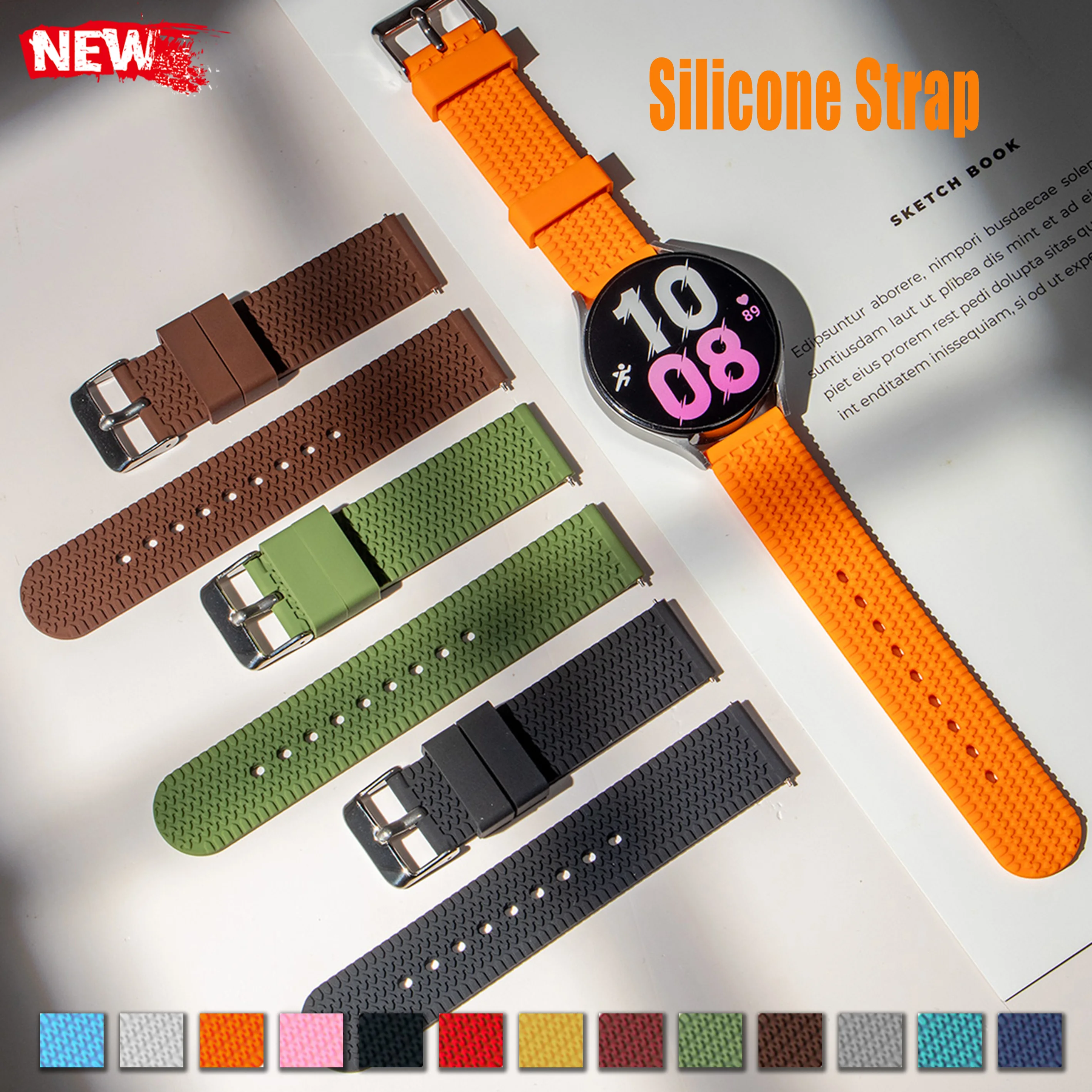 18mm 20mm 22mm 24mm Silikonarmband für Huawei 6 5Pro GT4 3 Sportarmband mit Atmungsaktivität für Samsung Galaxy Watch 7 6 5 4 44 40mm