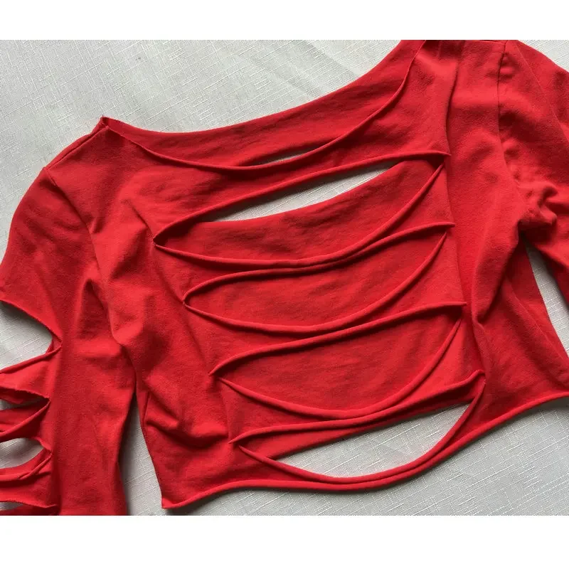 Traje de dança de hip hop feminino recorte vermelho superior calças de carga senhoras roupas de dança jazz palco rave outfit rua dancewear xs6504