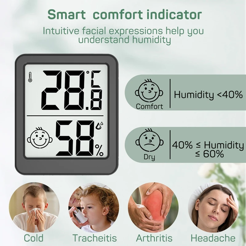 2PCS Indoor Room Electronic Temperature Humidity Meter Sensor Gauge Weather Station White&Black