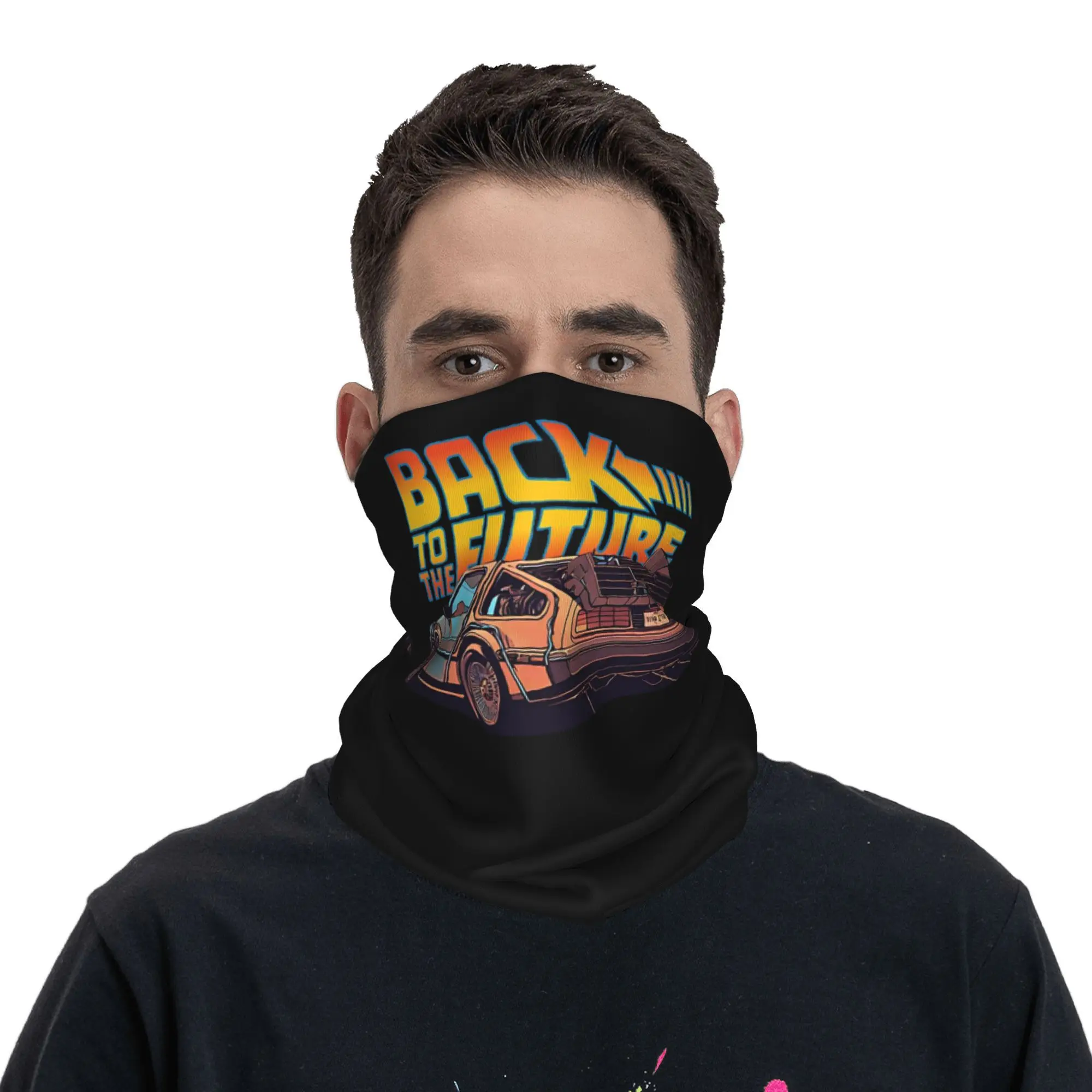De volta para o futuro bandana pescoço capa impressa envoltório cachecol multifuncional ciclismo unisex adulto lavável