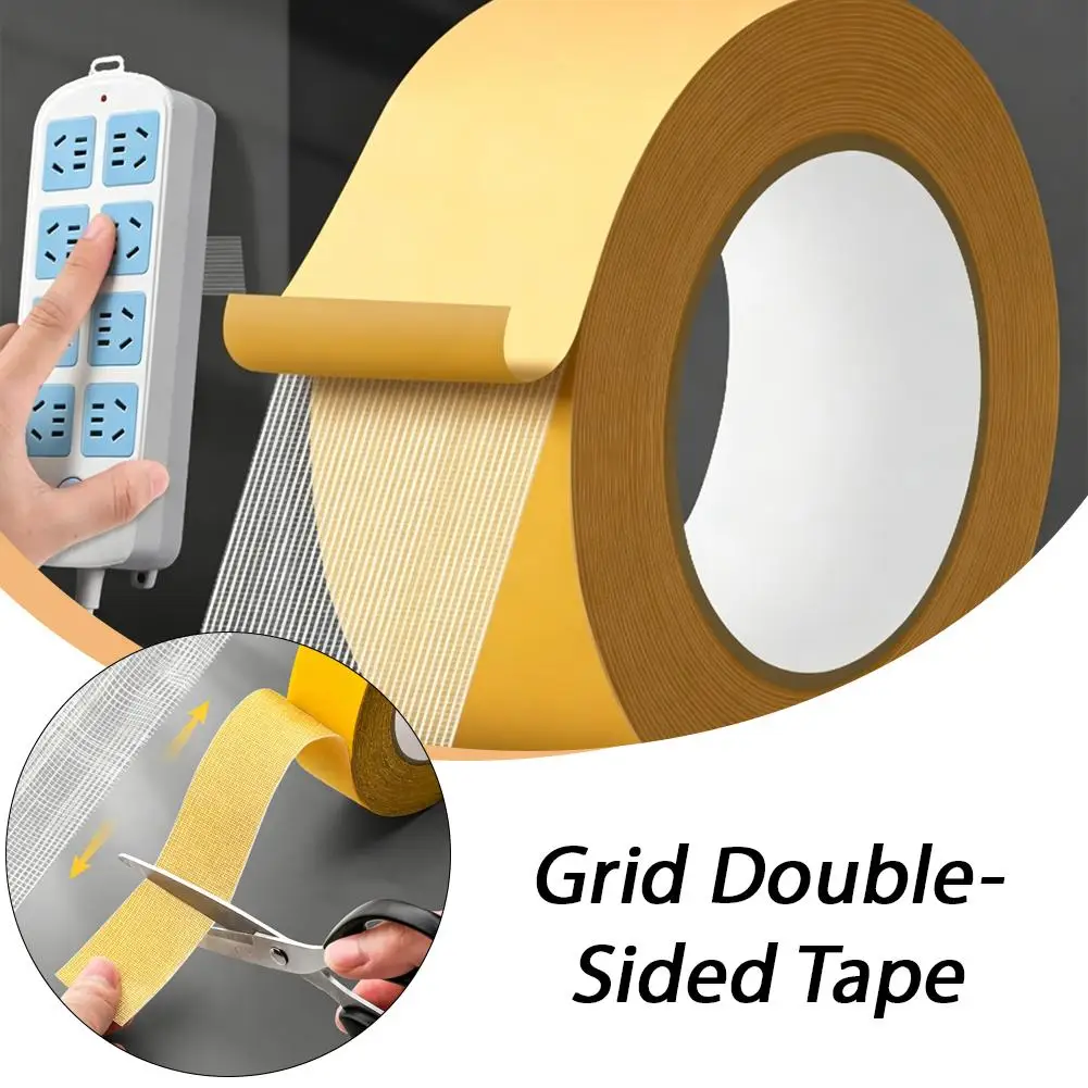 Grid Mesh Double Sided Cloth Tape Strong Adhesive Rug Carpet Fixing Double-sided Fabric Tape for Wall Poster Floor Mat