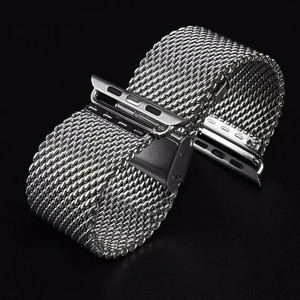 Adatto per cinturino per orologio Apple Milan BuckleCoarse Mesh Iwatch 7/6/5 generazione cinturino in acciaio inossidabile 45mm per uomo e donna