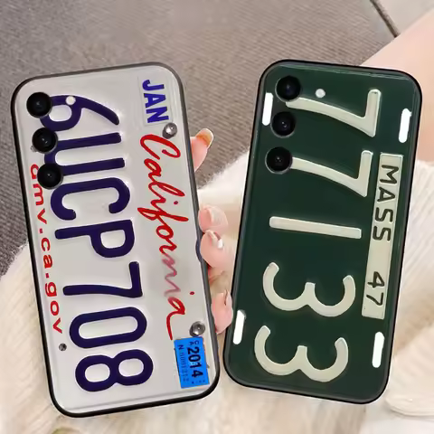 Vintage Car License Plate Numbers Cover Phone Case For Samsung Galaxy S25 S24 S23 S22 S21 S20 FE A10 S9 S11 S30 PLUS ULTRA Case