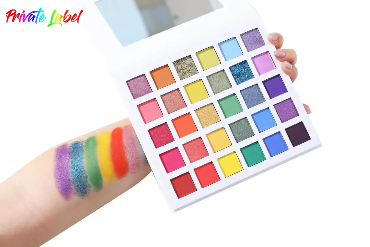 Paleta de sombra de ojos pigmentada personalizada, polvo de sombra de ojos mate brillante, resistente al agua, maquillaje de ojos de larga duración a granel, 30 colores