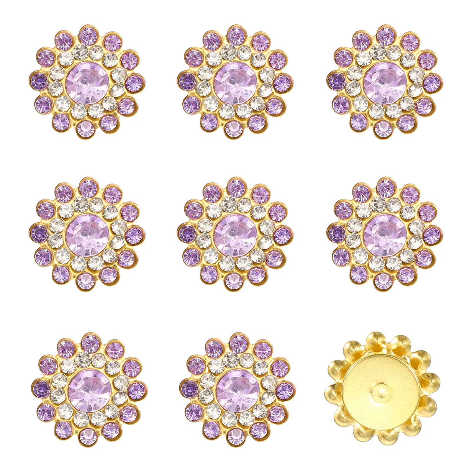 150Pcs 12/14mm Sew on Flower Rhinestones Crystal Glass Gems, Flatback Claw with Metal Base Crystals for Sewing Clothes Jewelry