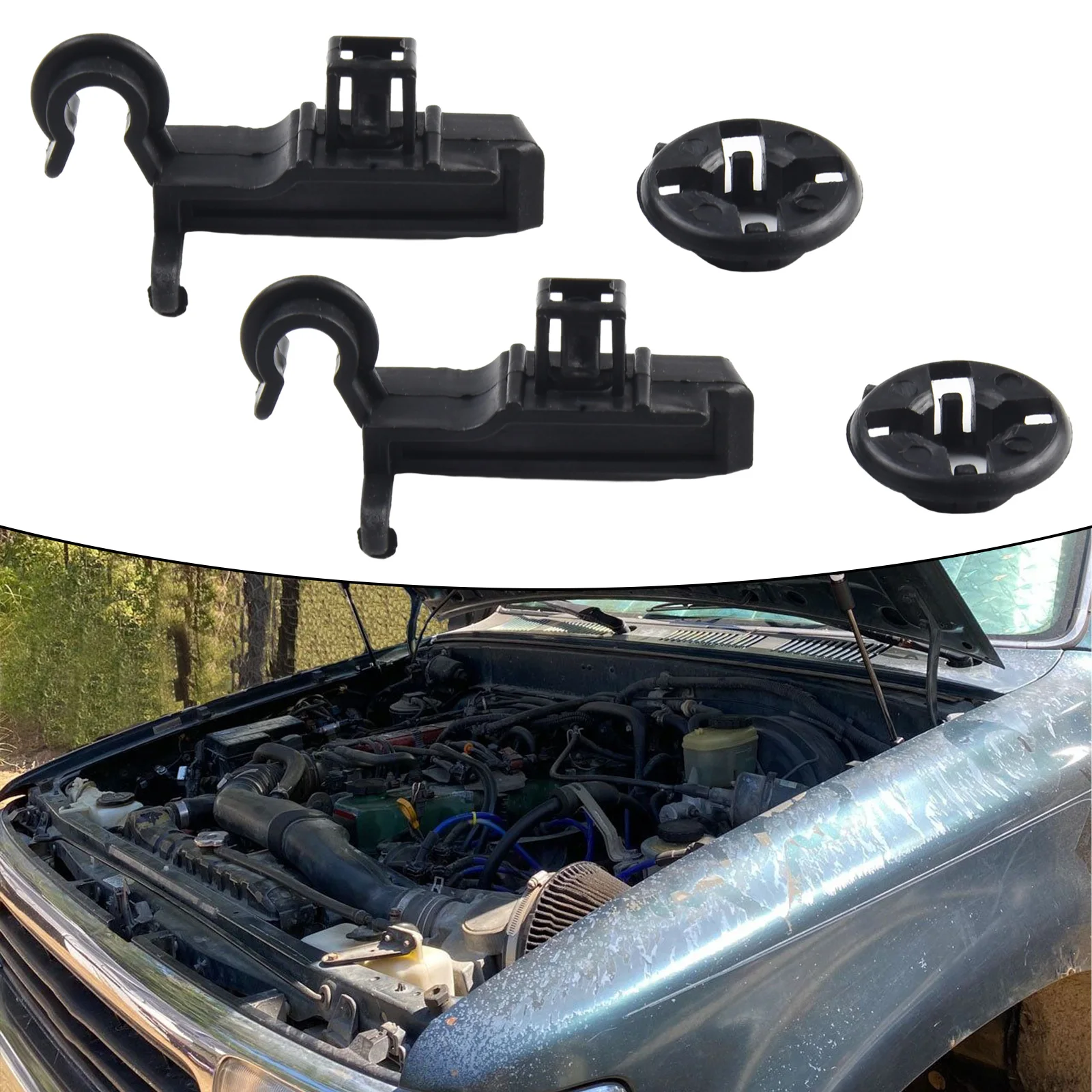 2Set Plastic Car Hood Prop Rod Clips Grommet Plastic Bonnet Stay Holder For Toyota 2Pcs Prop Rod Clips And Grommets