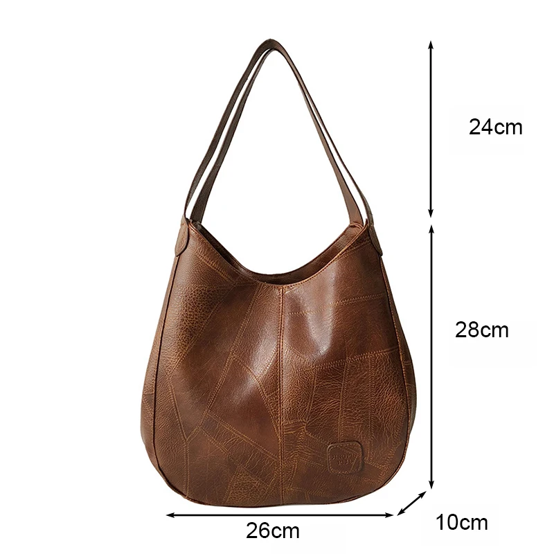 Vintage Women's Bag PU Leather Large Capacity Marble Grain Shoulder Bag Daily Commuter Handbag Shopping Totes