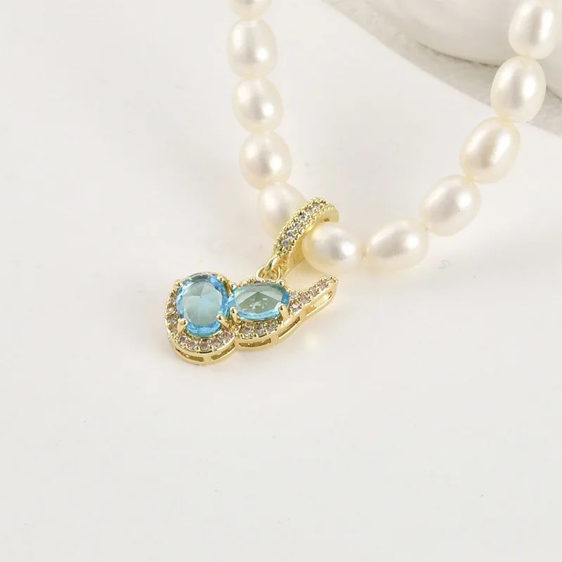 Light Luxury Copper-plated 14k Gold  Color Sea Blue Zircon Gourd Pendant DIY Handmade Bracelet Necklace Earrings Accessories