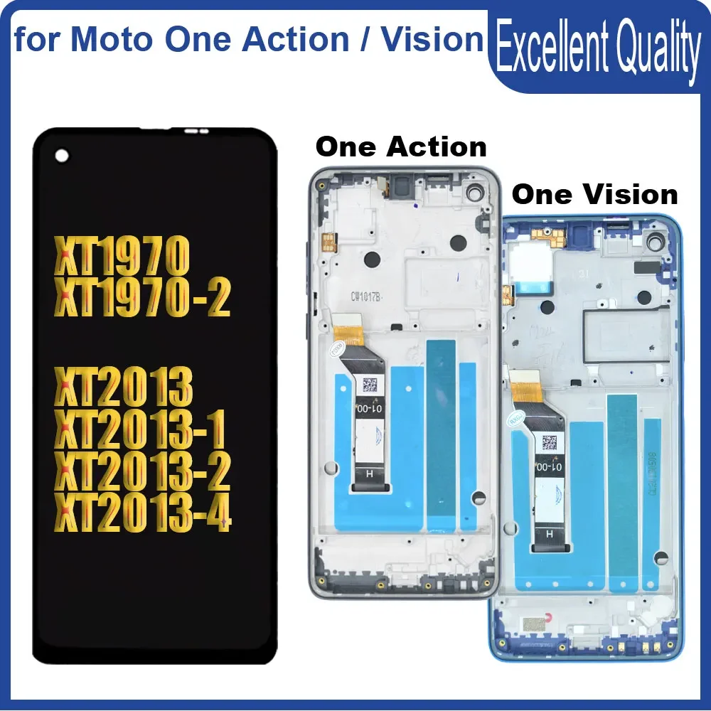 AMOLED LCD for Motorola Moto One Action LCD Display XT2013 Touch Screen Digitizer for Moto One Vision LCD Replacement With Frame