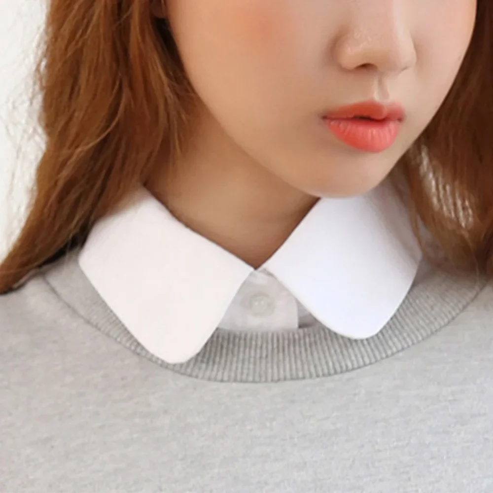 Women Solid Cotton Detachable Lapel Choker Necklace Shirt Fake False Collar Fashion Women Detachable Shirt Fake Collar