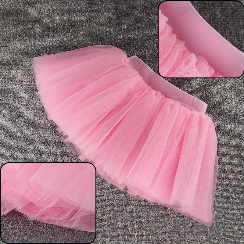 Kid Girls Dance Ballet Skirt Elastic Belt Chiffon Solid Color Veil Skirt Dancewear Stage Performance Four Layer Dance Skirt