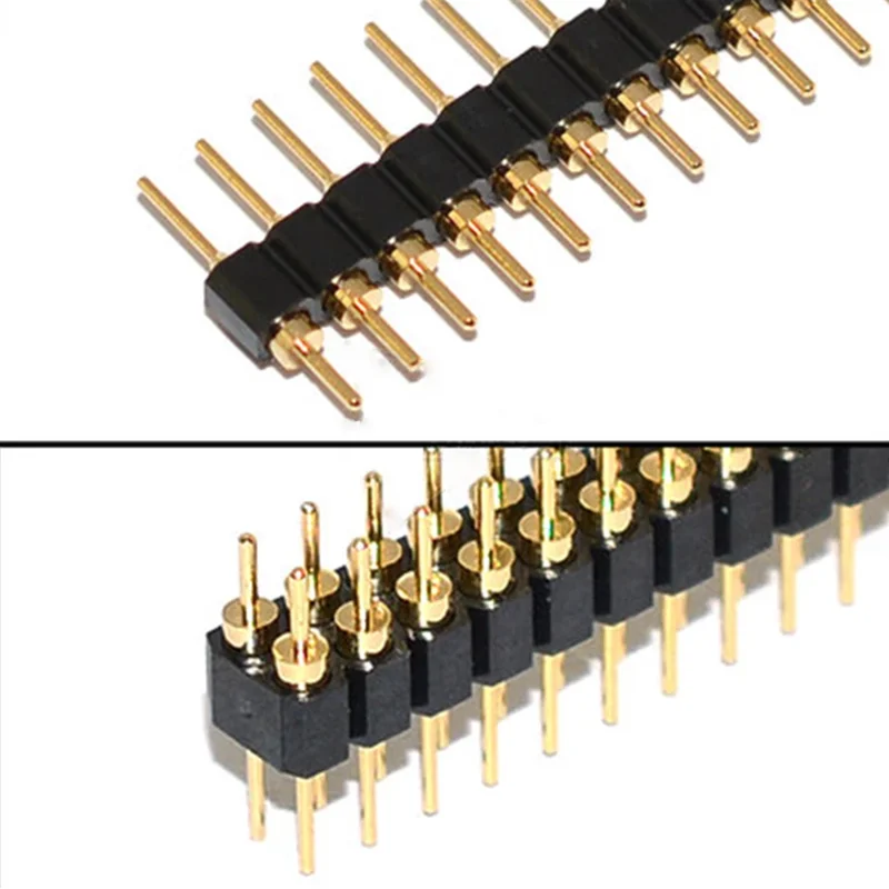 5pcs/lot 2.54mm Pitch Round Hole Pin Header Male Female Single Double Row 1*40P 2*40P Gold-plated Round Pin Header