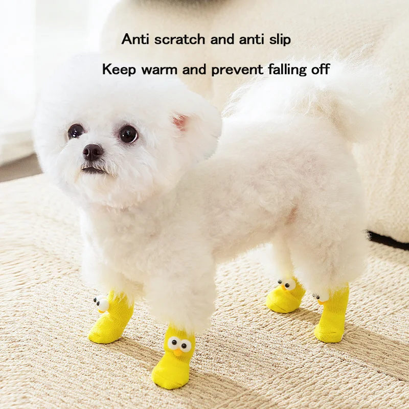 

Cute Big Eyes Four Seasons Universal Socks for Dogs Pet Cartoon Knitted Cat Anti slip and Warm Dog Cotton Socks