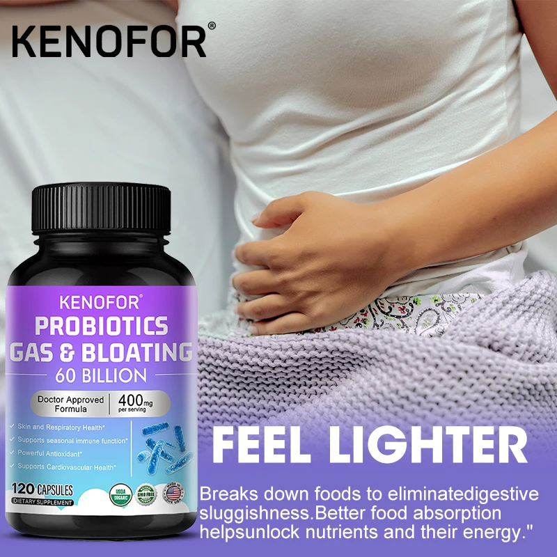 KENOFOR Probiotics Help Relieve Abdominal Pain, Bloating and Constipation Supports Digestive, Cardiovascular, and Immune Health.