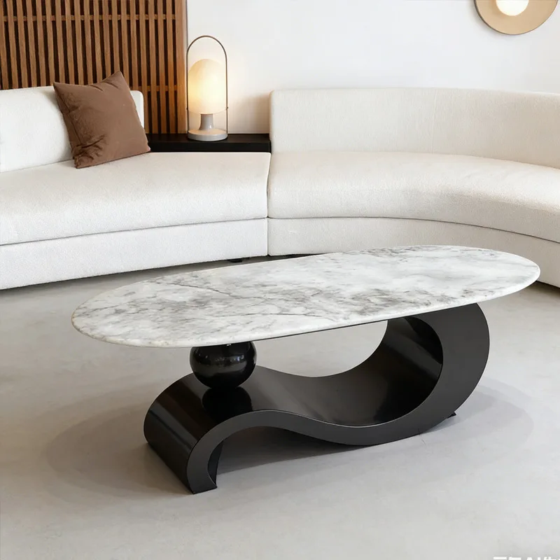Cream style coffee table light luxury coffee table living room home oval tea table