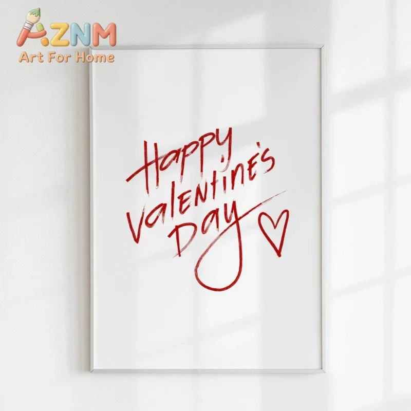 Nordic Minimalist Valentine's Day Decorative Art Love Is Everywhere Cupid Heart Poster Canvas Print Valentine's Day Home Decor