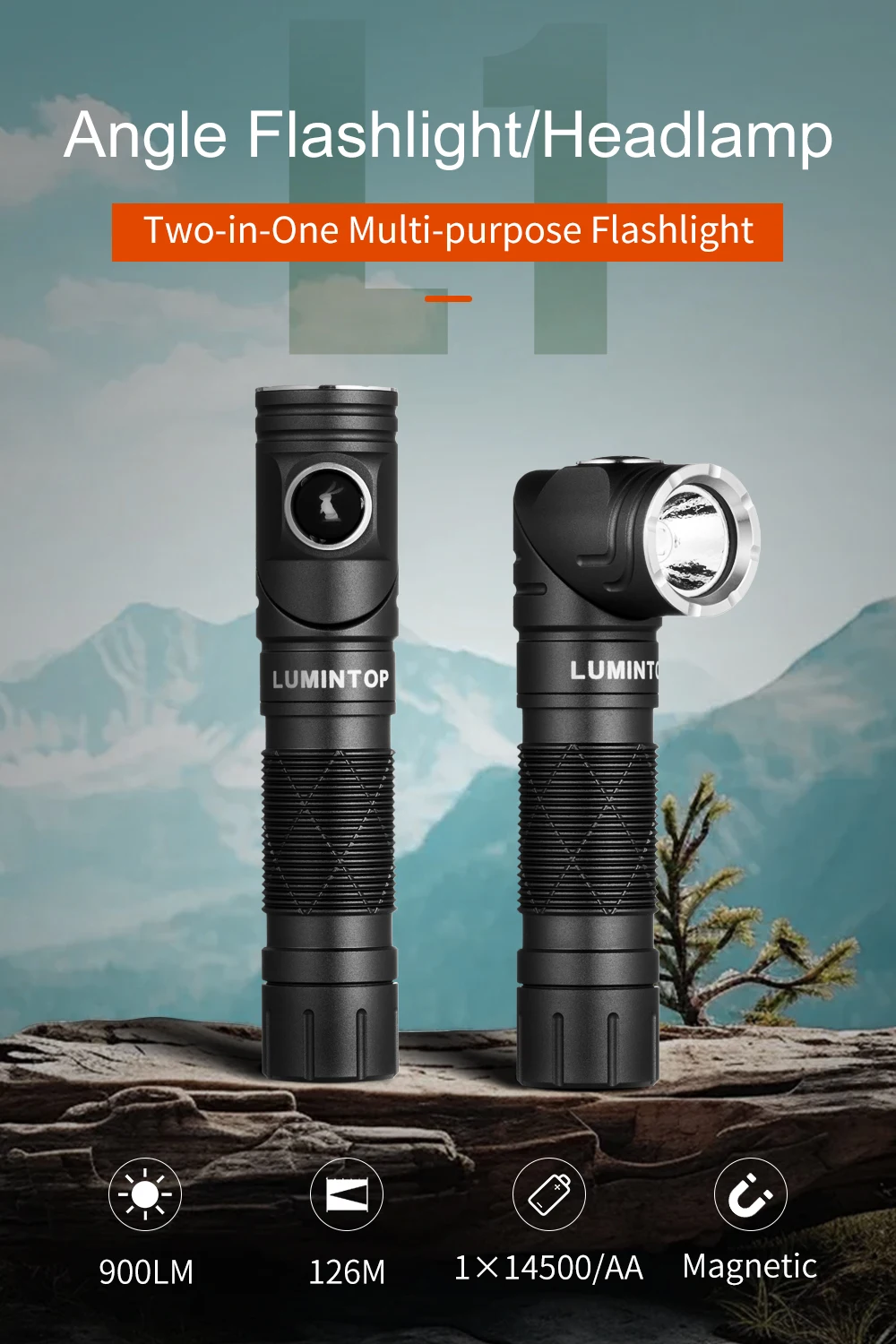 Lumintop L1 回転懐中電灯 L 懐中電灯 90 度変更 14500 懐中電灯磁気