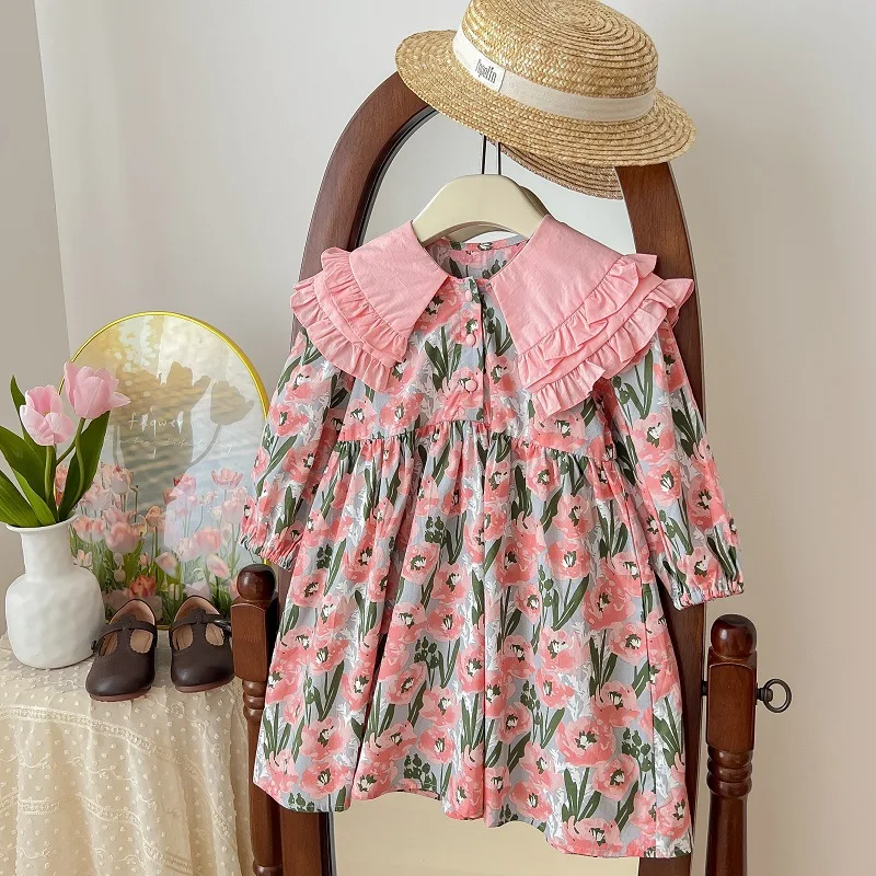 Girl Dress Kids Baby Party Birthday Evening Gown Cotton 2024 Cute Spring Autumn Outfits Toddler Beach Flower Girl Dress Children