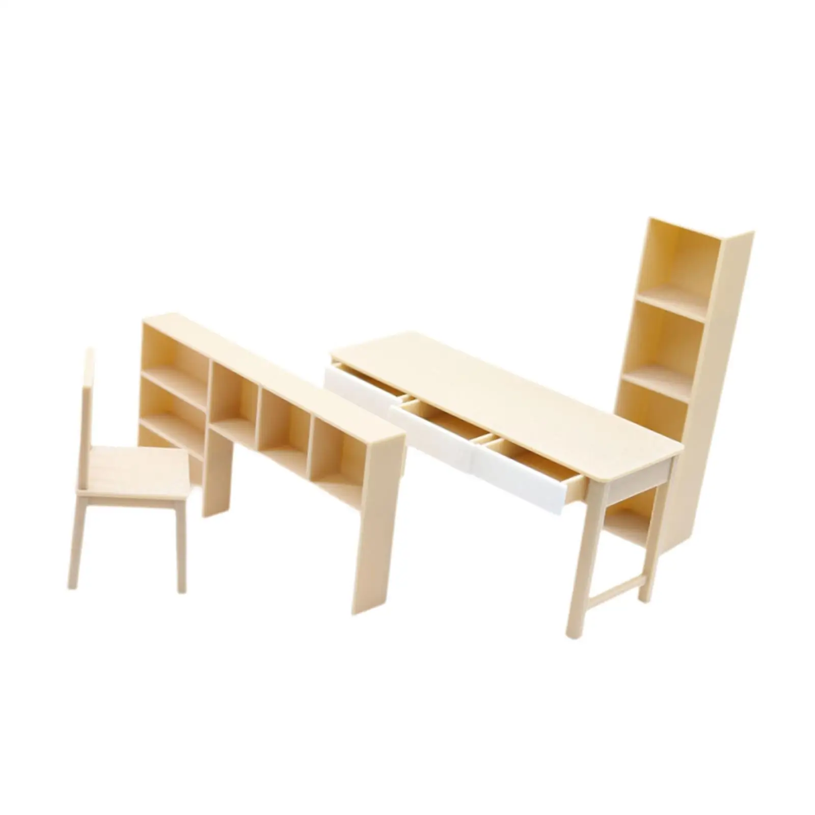 Escritorio y estantería para casa de muñecas, modelo 1:12, escena coleccionable, accesorios pequeños para casa de muñecas, muebles para casa de muñecas