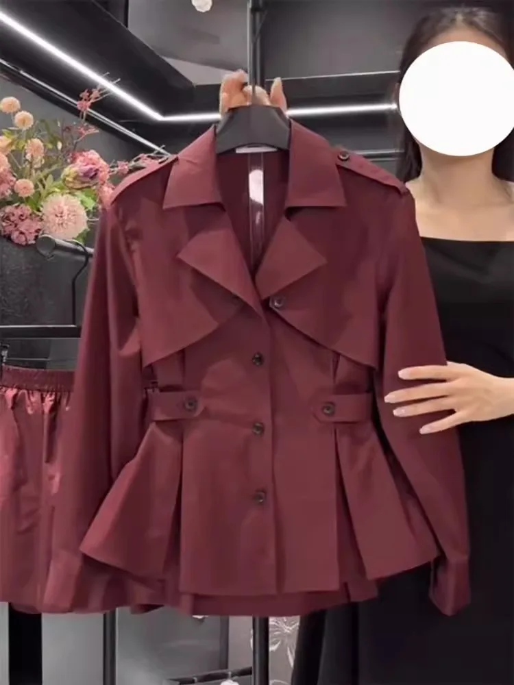 

Slimming Effect Women's Shirt Large Size Tailored Collar Waist Cinched Fashionable Spring New Style Korean Loose Fit Long Sleeve