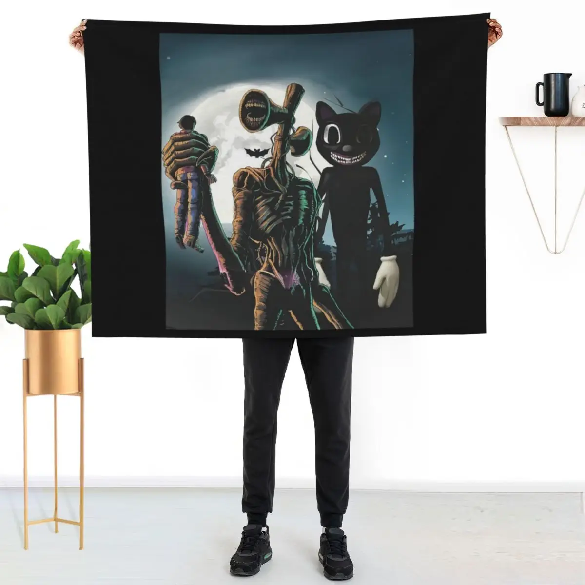 

Siren head and Cartoon Throw Blanket Cozy Sofa Blanket for TV Watching Napping