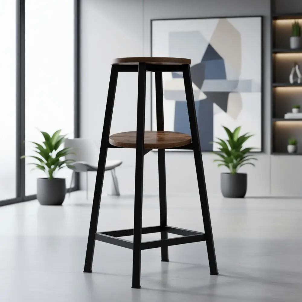 

Compact Rustic Brown 37.4 High-Top Pub Table with 2-Tier Storage for Small Kitchen Spaces