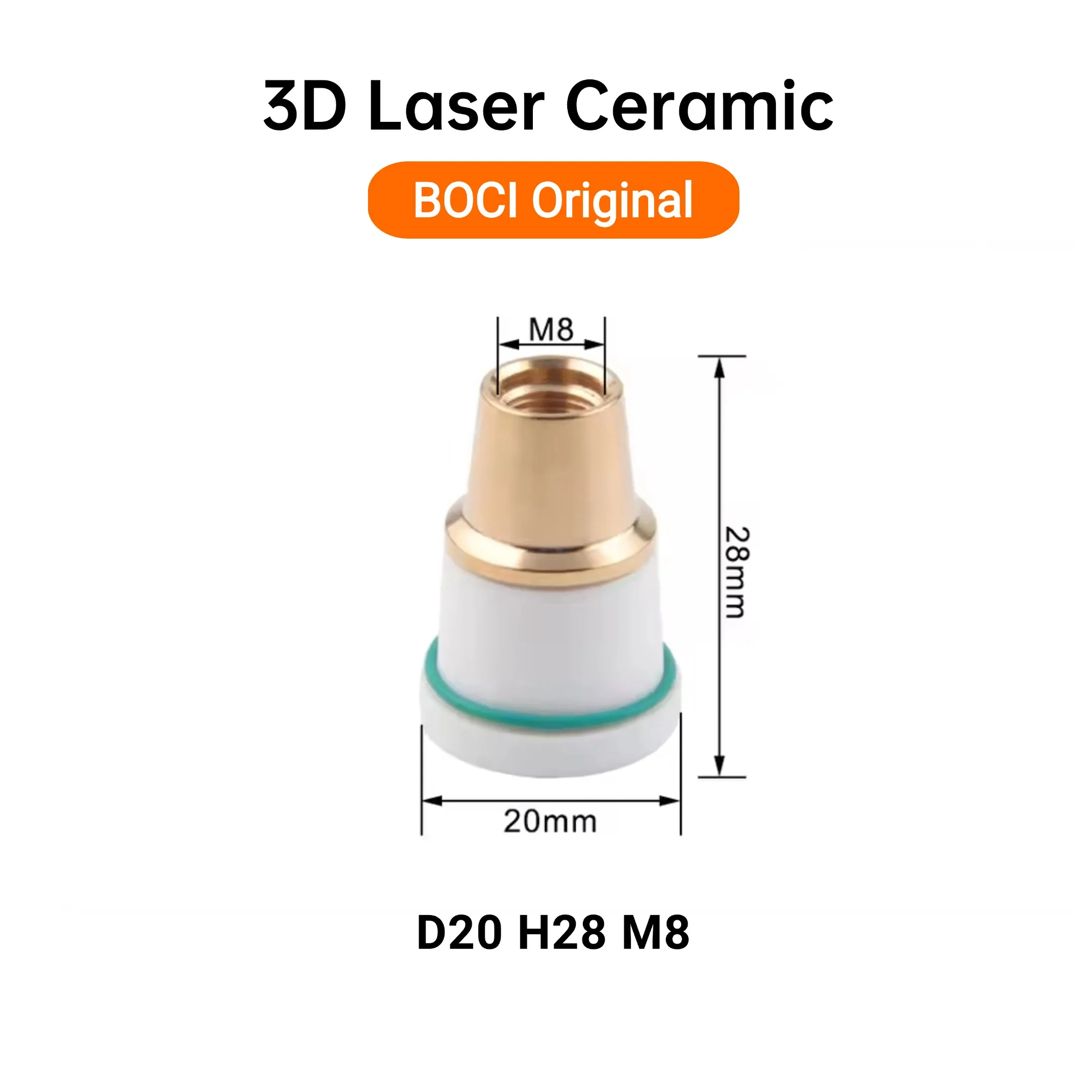 رأس الأصلي BOCI القطع بالليزر السيراميك D20 H28 M8 فوهة حامل فوهة ربط جزء السيراميك لرأس القطع بالليزر BOCI