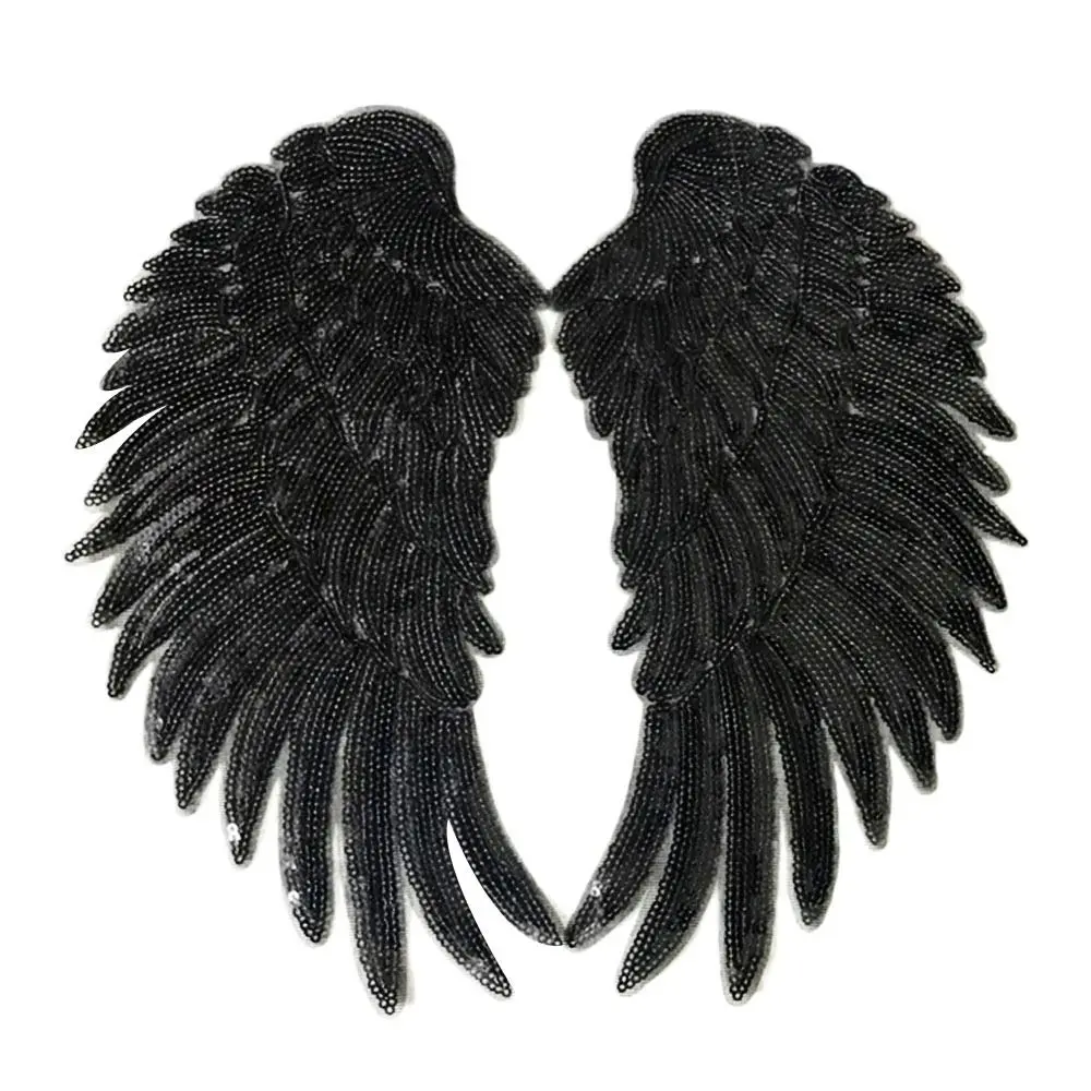 اكسسوارات الملابس أجنحة ريش قوس قزح ذاتية اللصق حالمة الترتر بقع لامعة خياطة شارات مطرزة #5