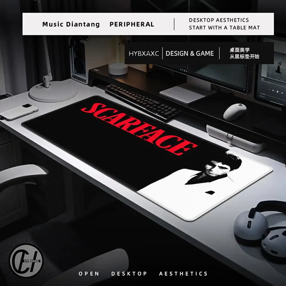 سكارفيس 1983 فيلم A-Al P-Pacino فيلم ماوس ألعاب الكمبيوتر ملحقات الألعاب لوحة ماوس كبيرة Mausepad سجادة ضد الإنزلاق Deskmat ماوس