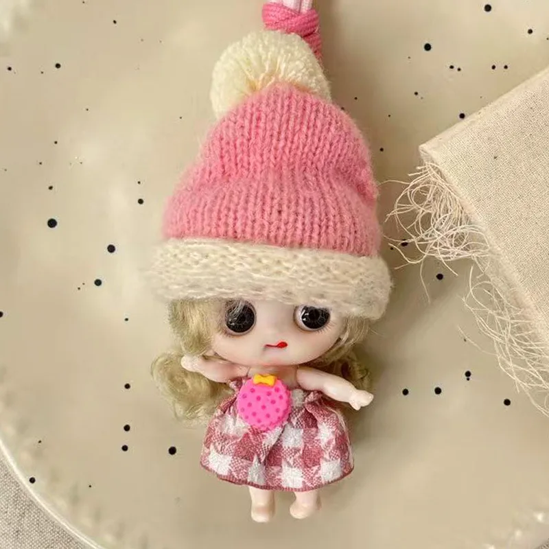 Chapeau de noël mignon, pendentif de poupée, sac porte-clés de poupée de dessin animé mignon avec petite décoration astucieuse.
