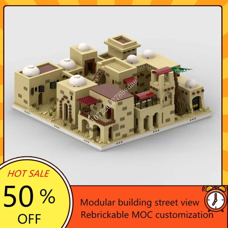 9916PCS Customized MOC Ancient Egypt Diorama Desert Village Houses Model Building Blocks Bricks DIY Assembly Toys Christmas Gift