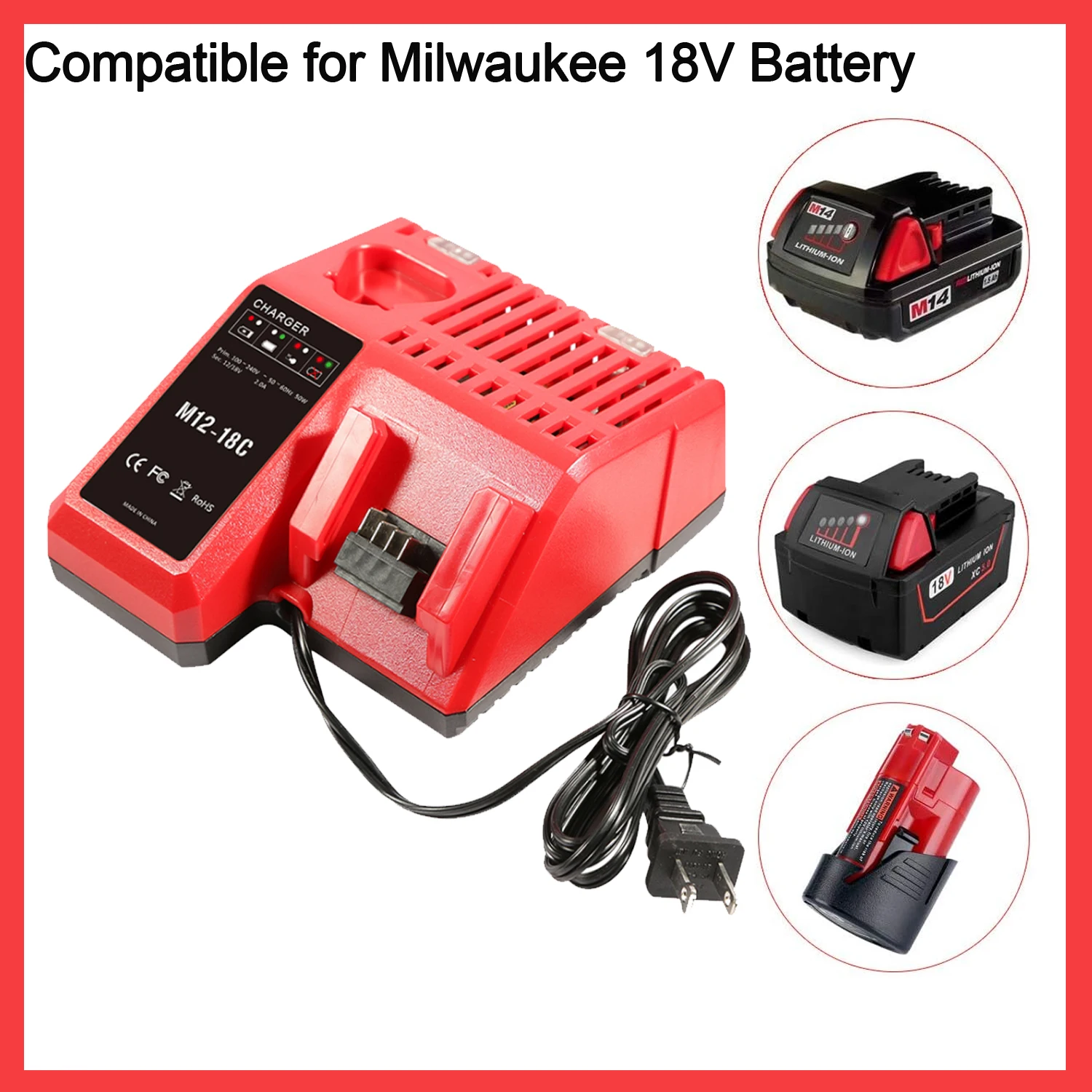 Carregador de bateria 100v-240v para milwaukee m18 bateria ue au reino unido eua plug carregador para milwaukee 18v ferramentas elétricas sem fio