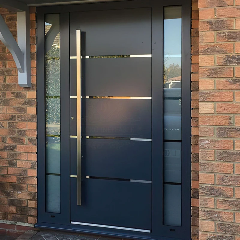 Aluminum Security Doors Front Pivot Entry Customised size Door Residential Project Europe for Houses Exterior