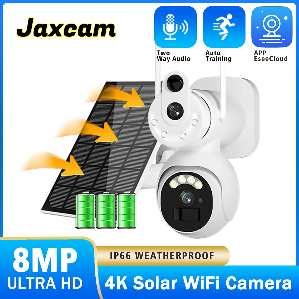 

8MP UHD Dual Screen Solar WiFi Camera 4K Outdoor Dual Lens Full Color PIR Detection Human Auto Tracking Solar Security Camera