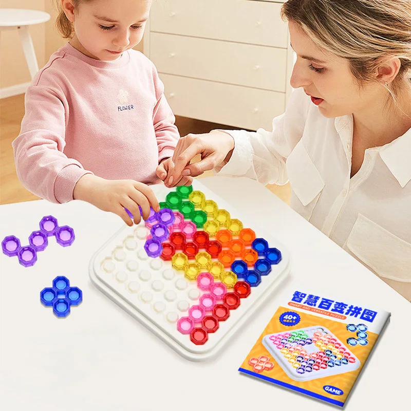 Hexagonal Puzzles IQ Game Educational Toys For Children Kids Adults Tangram Board Logic training Teaser Montessori Toys Gifts