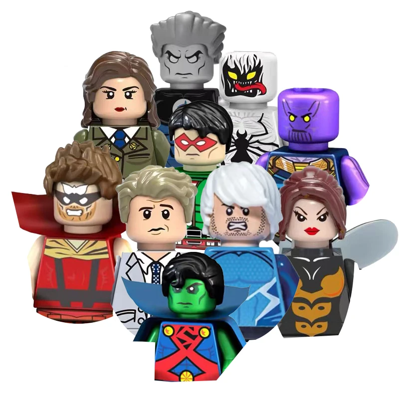 A Variety of Superhero Dolls Assembled Building Blocks Doll Boy Desktop Ornaments Holiday Gifts.