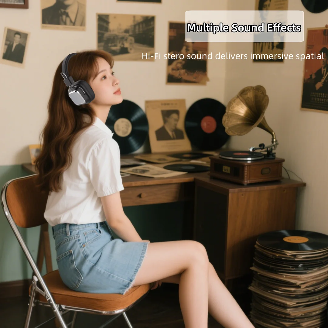 سماعات رأس لاسلكية فوق الأذن قابلة للطي للكمبيوتر سماعات بلوتوث إلغاء الضوضاء HIFI سماعة رأس ستيريو للألعاب